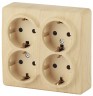 11-2211-11 ЭРА Розетка 4х2P+E Schuko со шторками, 16A-250В, IP20, ОУ, Эра Эксперт, сосна