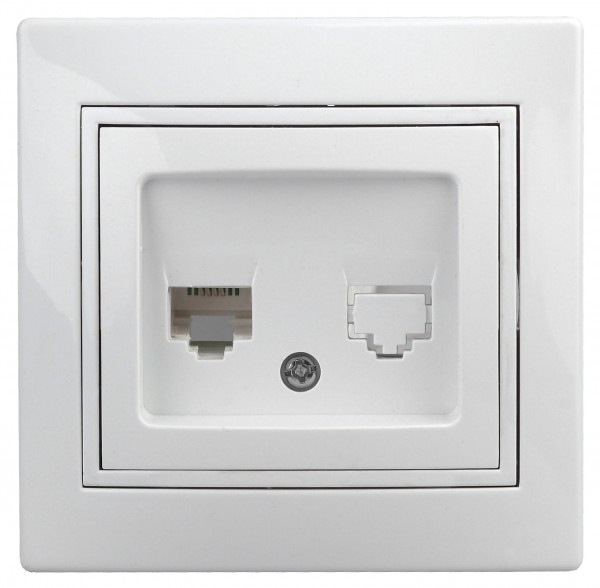 Розетка Intro Plano 1Э-303-01 информационная RJ45, СУ, без лапок, белый
