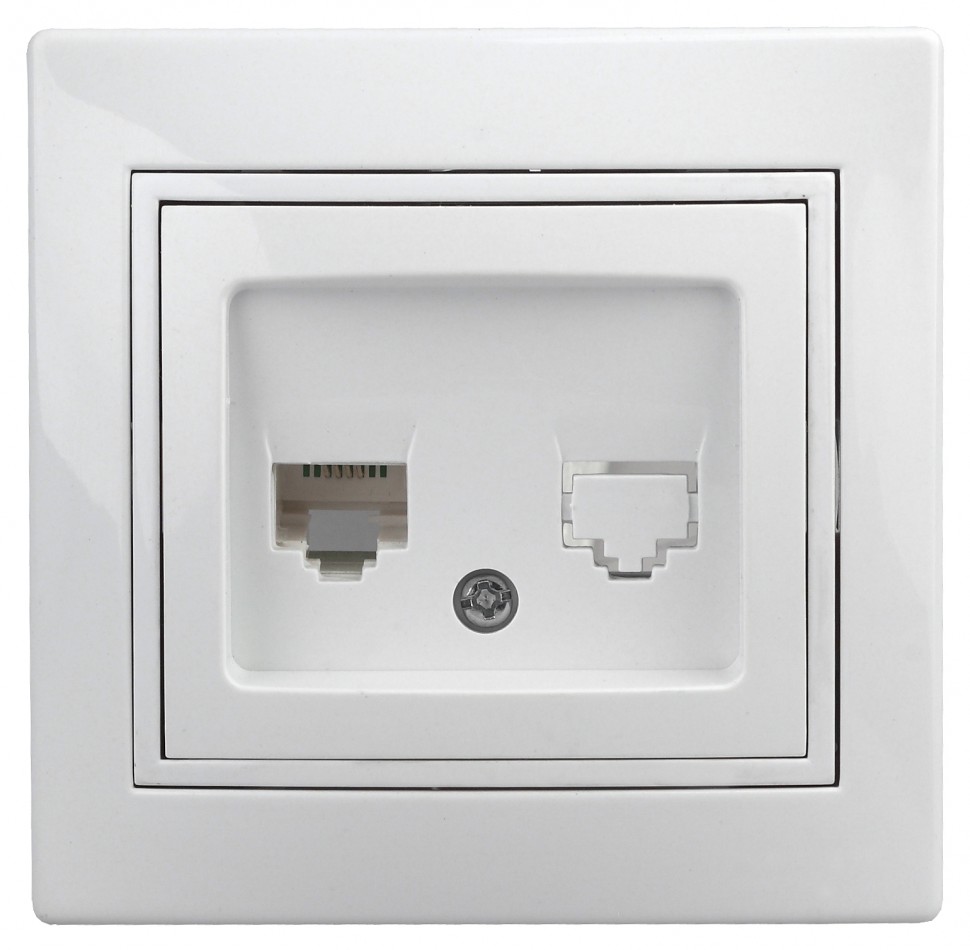Розетка Intro Plano 1Э-303-01 информационная RJ45, СУ, без лапок, белый