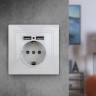 1-410-01 Intro Розетка+USB, IP20, СУ, Plano, белый