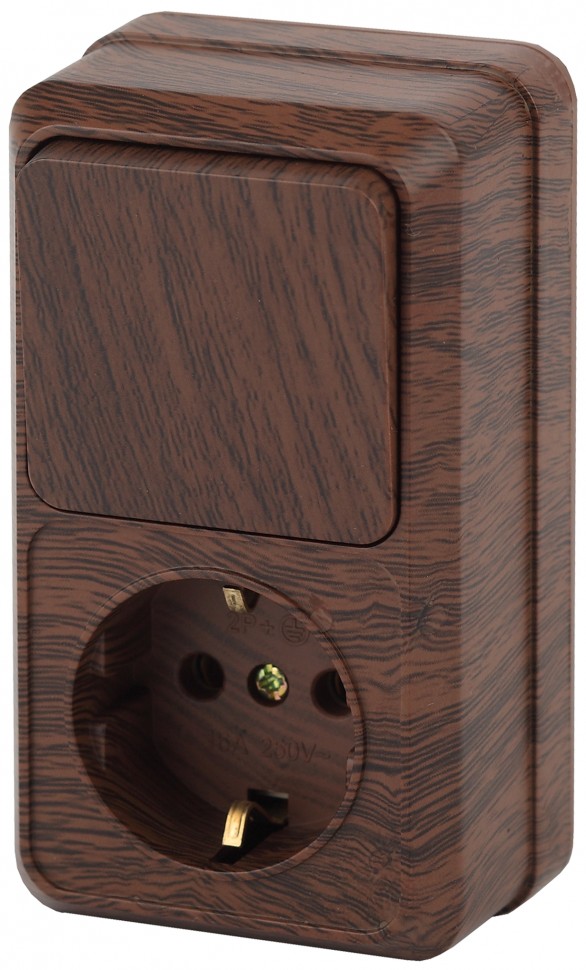 2-705-10 Intro Блок розетка+выкл. верт. 10А-250В, IP20, ОУ, Quadro, венге