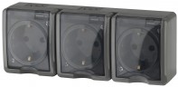 11-2405-03 ЭРА Розетка 3х2P+E IP54, 16A-250В, ОУ, Эра Эксперт, серый