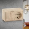 2-702-11 Intro Блок розетка+выкл. двойной гориз. 10А-250В, IP20, ОУ, Quadro, сосна