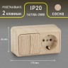 2-702-11 Intro Блок розетка+выкл. двойной гориз. 10А-250В, IP20, ОУ, Quadro, сосна