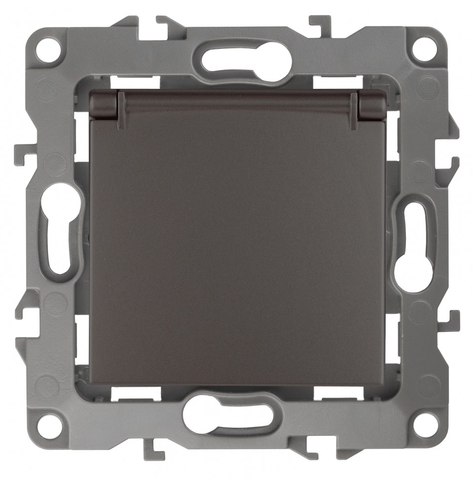 12-2103-13 ЭРА Розетка 2P+E Schuko со шторками с крышкой, 16A-250В, IP20, Эра12, бронза