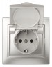 1-203-03 Intro Розетка 2P+E Schuko с крышкой, 16А-250В, IP20, СУ, Plano, алюминий