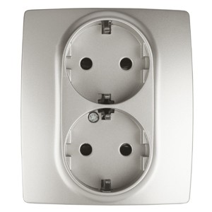 12-2104-15 ЭРА Розетка 2X2P+E Schuko со шторками, 16A-250В, IP20, Эра12, перламутр