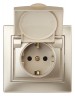 1-203-04 Intro Розетка 2P+E Schuko с крышкой, 16А-250В, IP20, СУ, Plano, шампань