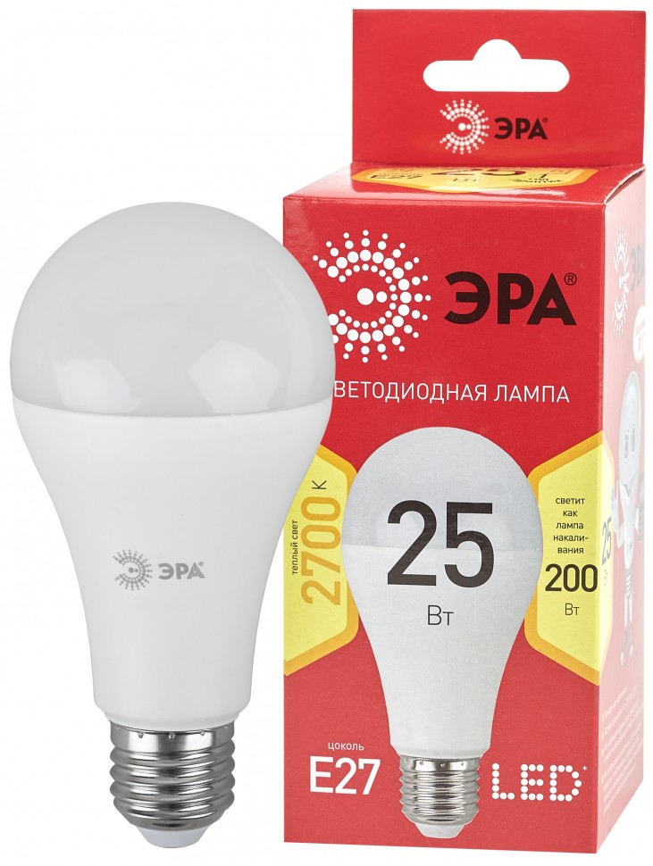 Лампочка светодиодная ЭРА RED LINE LED A65-25W-827-E27 R Е27 / E27 25 Вт груша теплый белый свет