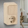 2-705-11 Intro Блок розетка+выкл. верт. 10А-250В, IP20, ОУ, Quadro, сосна