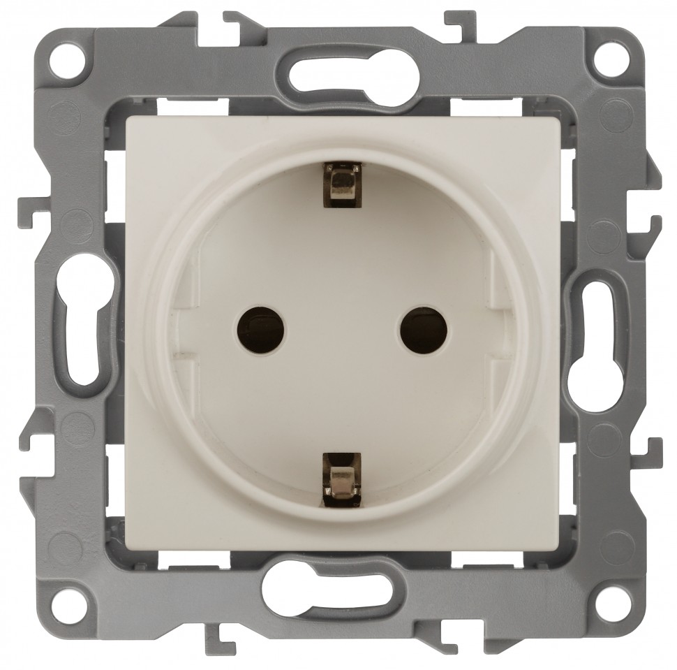 12-2011-02 ЭРА Розетка 2P+E Schuko, 16A-250В, IP20, винт, без м.лапок, Эра12, слоновая кость