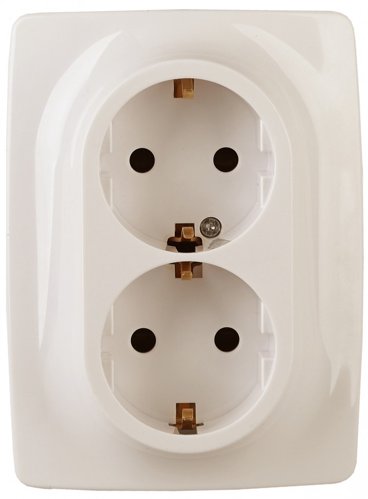 12-2116-02 ЭРА Розетка 2X2P+E Schuko, 16A-250В, IP20, винт, Эра12, слоновая кость