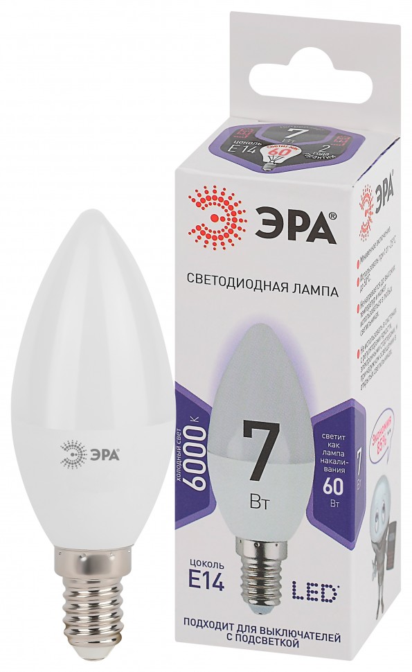 Лампочка светодиодная ЭРА STD LED B35-7W-860-E14 E14 / Е14 7Вт свеча холодный дневной свет
