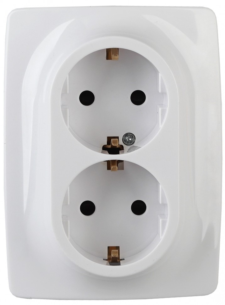 12-2116-01 ЭРА Розетка 2X2P+E Schuko, 16A-250В, IP20, винт, Эра12, белый