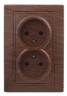 1-204-10 Intro Розетка 2х2P, 16А-250В, IP20, СУ, Plano, венге
