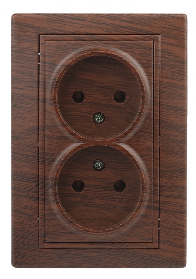 1-204-10 Intro Розетка 2х2P, 16А-250В, IP20, СУ, Plano, венге
