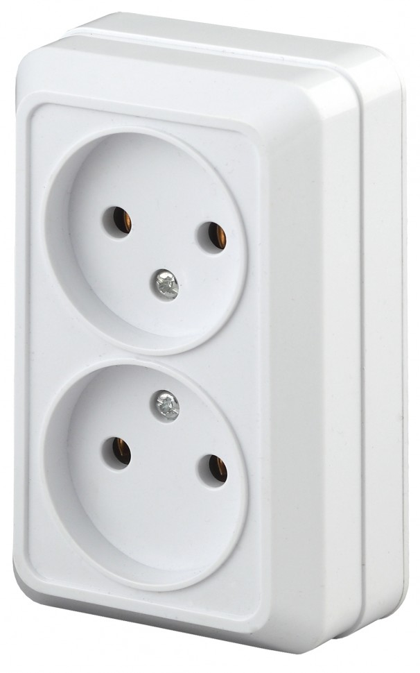 2Э-203-01 Intro Розетка 2х2P, 16А-250В, ОУ, б.м.п., Quadro, белый