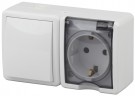 11-7401-01 ЭРА Блок розетка+выключатель IP54, 16A(10AX)-250В, ОУ, Эра Эксперт, белый