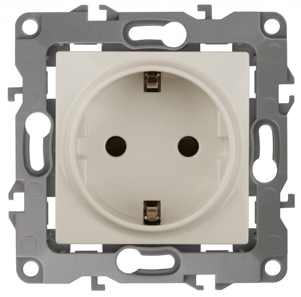 12-2111-02 ЭРА Розетка 2P+E Schuko, 16A-250В, IP20, винт, Эра12, слоновая кость