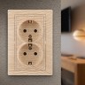 1-205-11 Intro Розетка 2X2P+E Schuko, 16А-250В, IP20, СУ, Plano, сосна