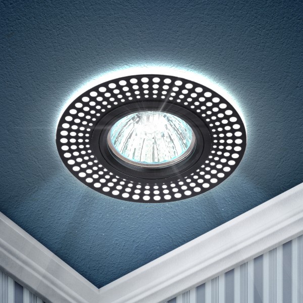 DK LD41 WH/BK Светильник ЭРА декор cо светодиодной подсветкой MR16, белый/черный