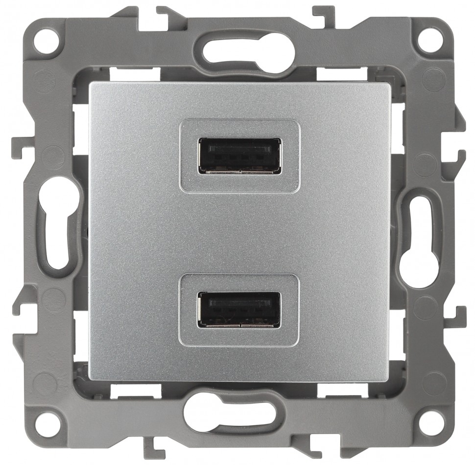 12-4110-03 ЭРА Устройство зарядное USB, 230В/5В-2100мА, IP20, Эра12, алюминий