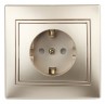 1-206-04 Intro Розетка 2P+E Schuko со шторками, 16А-250В, IP20, СУ, Plano, шампань