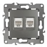 12-3108-12 ЭРА Розетка информационная двойная 2XRJ45, IP20, Эра12, графит