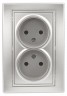 1-204-03 Intro Розетка 2х2P, 16А-250В, IP20, СУ, Plano, алюминий
