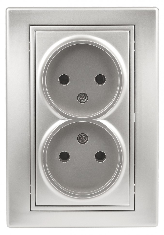 1-204-03 Intro Розетка 2х2P, 16А-250В, IP20, СУ, Plano, алюминий