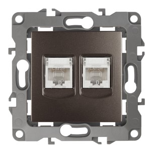 12-3108-13 ЭРА Розетка информационная двойная 2XRJ45, IP20, Эра12, бронза